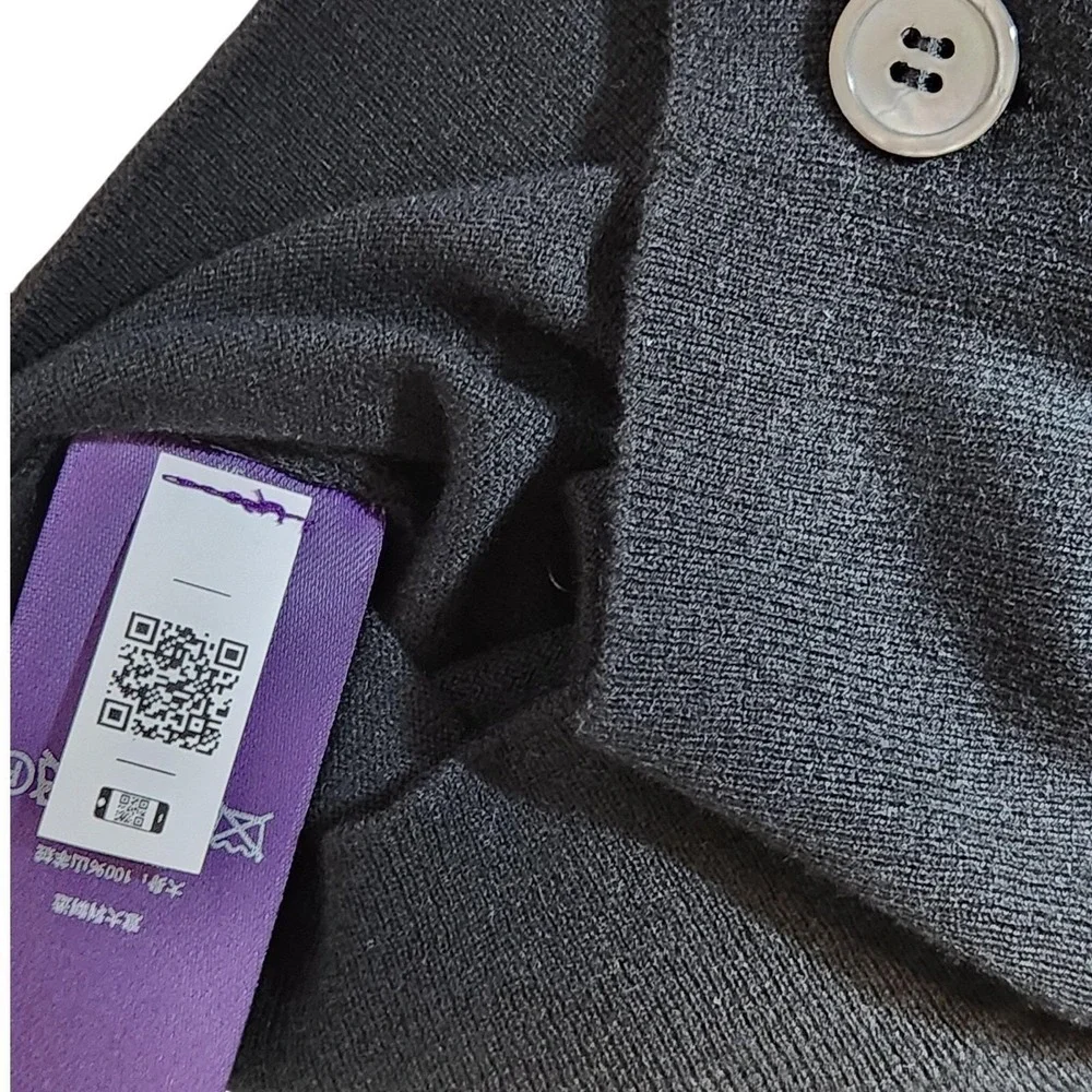 Ralph Lauren Purple Label 100% Cashmere V-Neck Cardigan Black Men XXL Made Italy